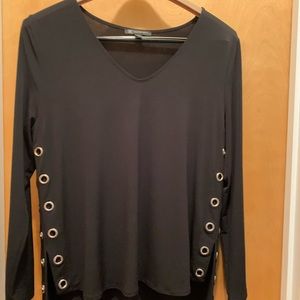 INC long sleeve blouse with metal rings on sides